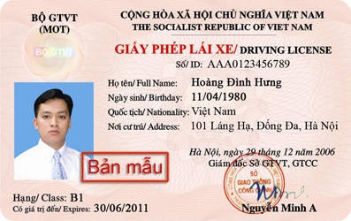 Bằng lái xe hạng B1 số tự động