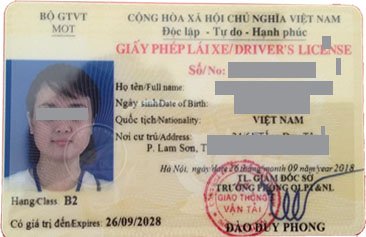 Bằng lái xe B2 .